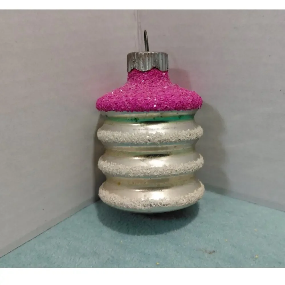 Vintage Shiny Brite Atomic Tornado Glass Christmas Ornament Made in USA